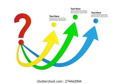 Question Mark With 3 Bright Arrows / Decision Making - Vector Infographic