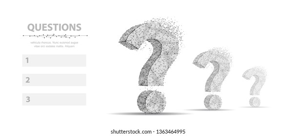 Question mark. 3d abstract vector infographic illustration isolated on white background. Three ask symbol. Help support, faq problem, education, confusion, think search, plan concept illustration