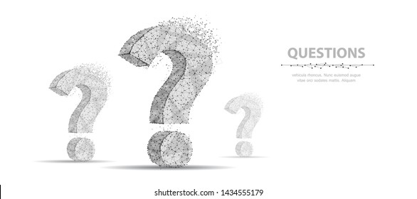 Question mark. 3d abstract vector infographic illustration isolated on white background. Three ask symbol. Help support, faq problem, education, confusion, think search, plan concept illustration