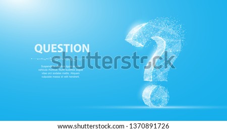 Question mark. 3d abstract vector isolated on blue with dots and stars. Ask symbol. Help support, faq problem symbol, think education concept, confusion search illustration or background