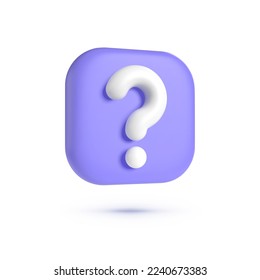 Question mark 3D icon on white background. Realistic 3d purple question mark vector illustration. Business icon, symbol for business. businessman icon. Vector illustration