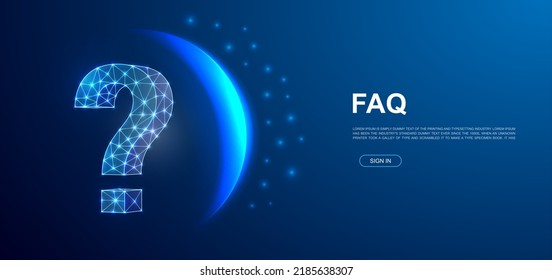 Fragezeichen 3d Polygonal Symbol für die Landing Page Vorlage. Low-Poly-FAQ-Illustration für Homepage-Design. Unterstützen Sie das Design-Illustrationskonzept.