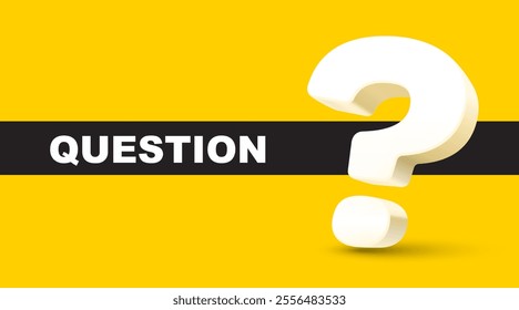 Question mark, 3d symbol, service info banner. Vector illustration 