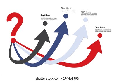 Question Mark With 4 Arrows / Decision Making - Vector Infographic