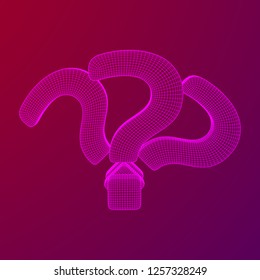 Question mark abstract model line and composition digitally drawn. Wireframe low poly mesh vector illustration