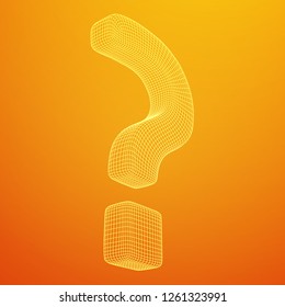 Question mark abstract model line and composition digitally drawn. Wireframe low poly mesh vector illustration