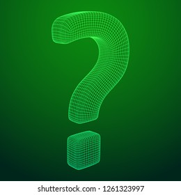 Question mark abstract model line and composition digitally drawn. Wireframe low poly mesh vector illustration