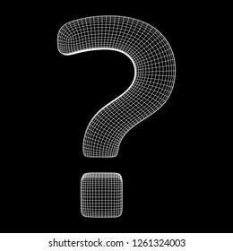 Question mark abstract model line and composition digitally drawn. Wireframe low poly mesh vector illustration
