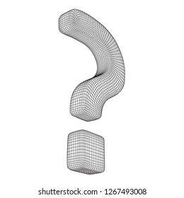 Question mark abstract model line and composition digitally drawn. Wireframe low poly mesh vector illustration