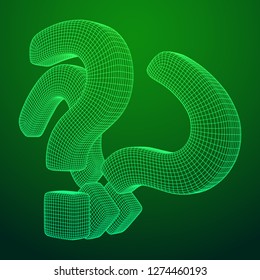 Question mark abstract model line and composition digitally drawn. Wireframe low poly mesh vector illustration