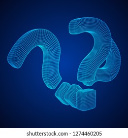 Question mark abstract model line and composition digitally drawn. Wireframe low poly mesh vector illustration