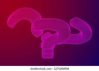 Question mark abstract model line and composition digitally drawn. Wireframe low poly mesh vector illustration