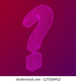 Question mark abstract model line and composition digitally drawn. Wireframe low poly mesh vector illustration