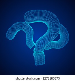 Question mark abstract model line and composition digitally drawn. Wireframe low poly mesh vector illustration