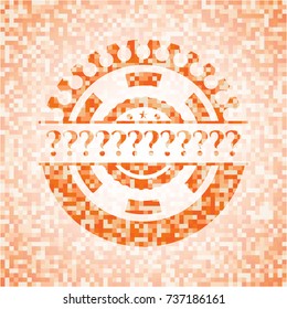 Question Mark abstract orange mosaic emblem