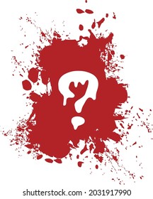 Marca de interrogación - Alfabeto con efecto de salpicadura y pulverización y fondo rojo.