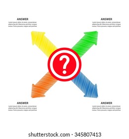 Question Mark with Answers / Decision Making - Vector arrows Infographic template