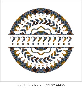 Question Mark arabic badge. Arabesque decoration.