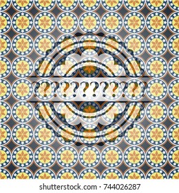 Question Mark arabic emblem background. Arabesque decoration.