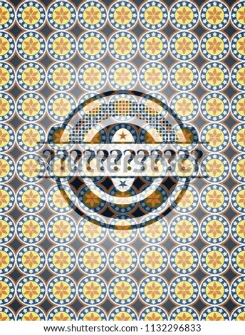 Question Mark arabic style emblem. Arabesque decoration.