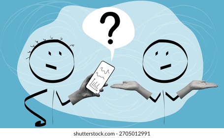 ponto de interrogação. pergunta. pergunta. colagem com um ponto de interrogação. pergunta alguma coisa. pergunta não clara. estilo doodle. clarificação. respostas a perguntas. vetor. pessoas. mão humana.