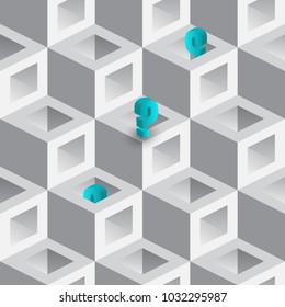 Question Mark Background Or Question Seamless Pattern. 3d Vector Illustration with Cubes