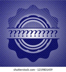 Question Mark badge with denim background