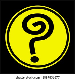 Question mark Black on a circular yellow background. Is a modern symbol. Stylish and with a black background. As vector image.