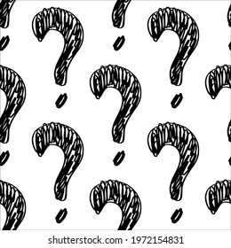 Question mark. Black and white seamless pattern