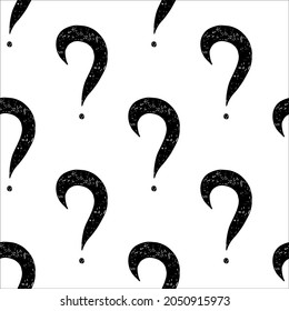 Question mark. Black and white seamless pattern