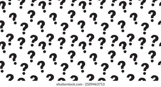 Question mark black and white seamless pattern. Seamless flat question mark sign background or pattern.