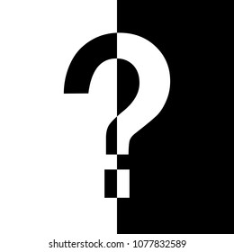 Question mark in black and white. Simple vector illustration.