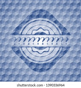 Question Mark blue badge with geometric pattern background. Vector Illustration. Detailed.