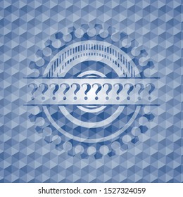 Question Mark blue badge with geometric pattern. Vector Illustration. Detailed.