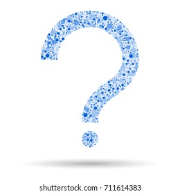 Question mark from blue circles on a white background