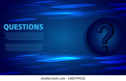 Question mark with blue color, 3D design vector.Question mark sign icon. Help symbol. FAQ sign. White flat icon with long shadow. Paper ribbon label with Thank you text. Vector
