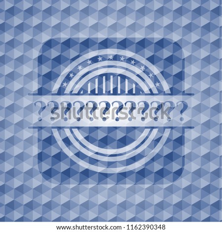 Question Mark blue emblem with geometric background.