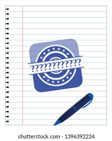 Question Mark blue ink pen emblem. Vector Illustration. Detailed.