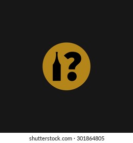 Question mark and bottle  picture in black and orange colors. Beware of alcohol vector illustration.