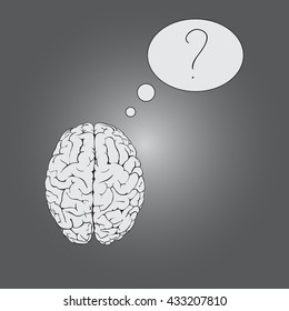 the question mark, the brain. The brain thinks, the brain is working on the idea.