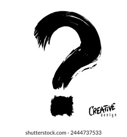 Question mark brush.Vector illustration, hand drawn, sketch style, isolated on white background. Images produced without the use of any form of AI. software