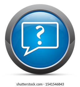 Question mark bubble icon premium blue round button vector illustration design for apps and website