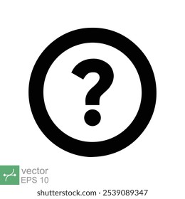 Question mark in bubble icon. Simple flat style. Help speech bubble symbol, ask, query, faq concept. Vector illustration isolated on white background. EPS 10.