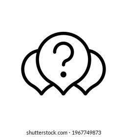 Question mark in bubble, simple icon of faq or chat. Black linear icon with editable stroke on white background