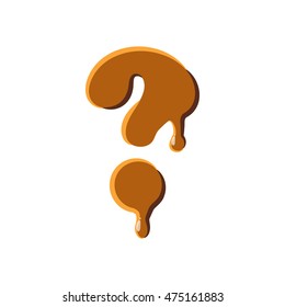 Question mark from caramel icon isolated on white background. Punctuation symbol
