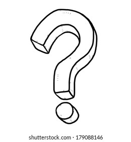 question mark / cartoon vector and illustration, black and white, hand drawn, sketch style, isolated on white background.