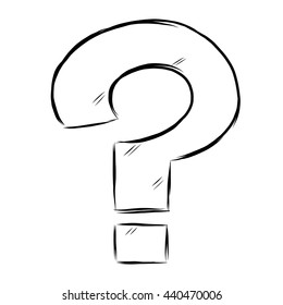 Question mark / cartoon vector and illustration, black and white, hand drawn, sketch style, isolated on white background.