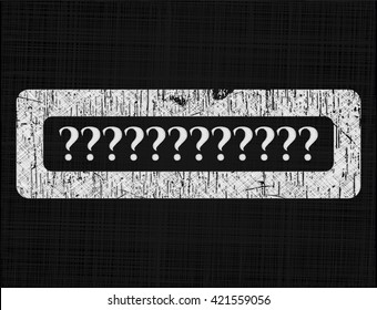 Question Mark chalkboard emblem on black board