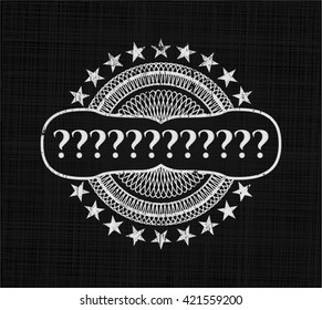 Question Mark chalkboard emblem on black board