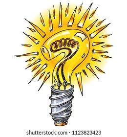 Question mark as a challenge with light bulb